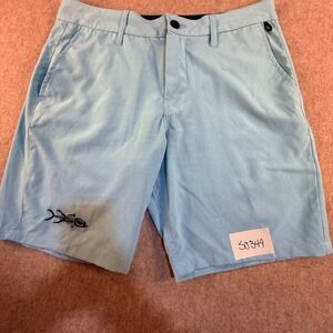 Tormenter Mens Hybrid Fishing Board Shorts Blue Size 30 Fish Skeleton Logo